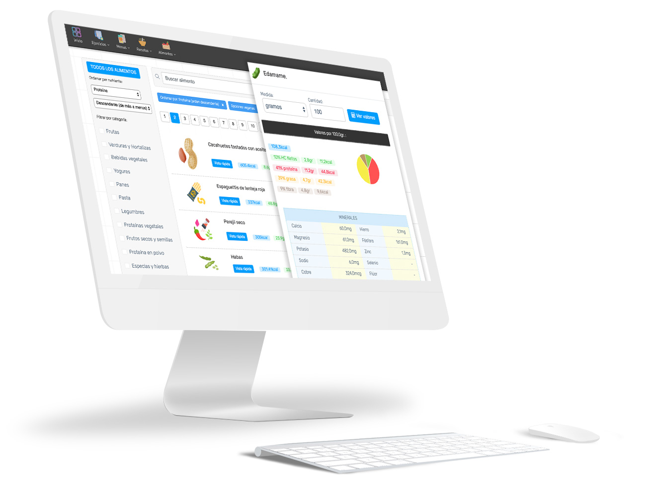 Base de datos de alimentos con valores nutricionales